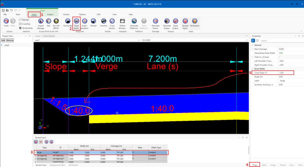 Road : Calculation of Verge Slope Ratio - MES Innovation Sdn Bhd